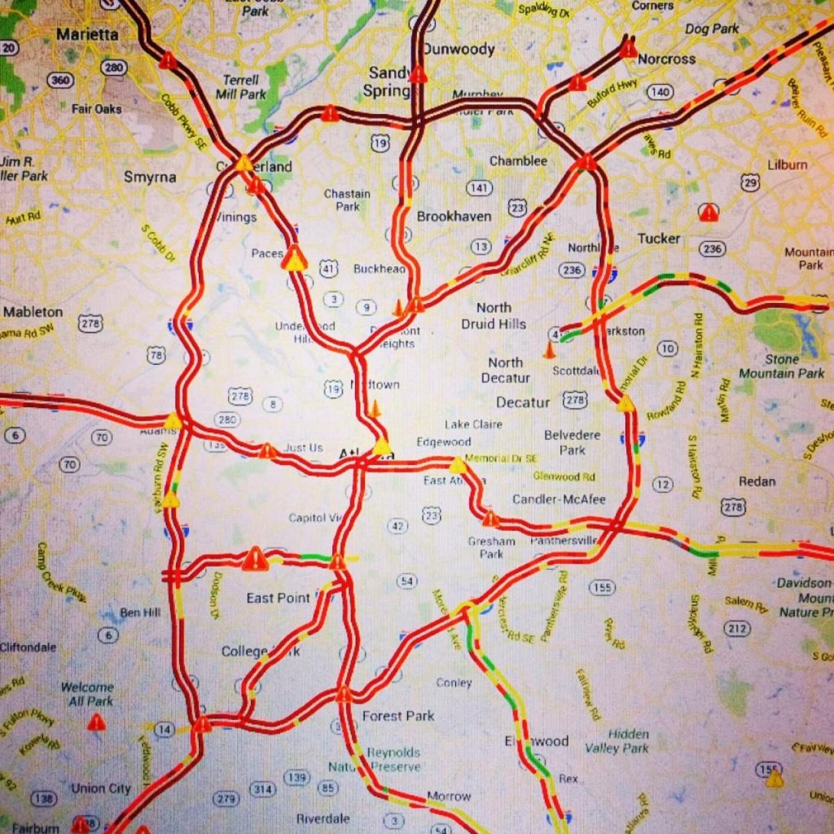 kat jeyografik nan Atlanta trafik
