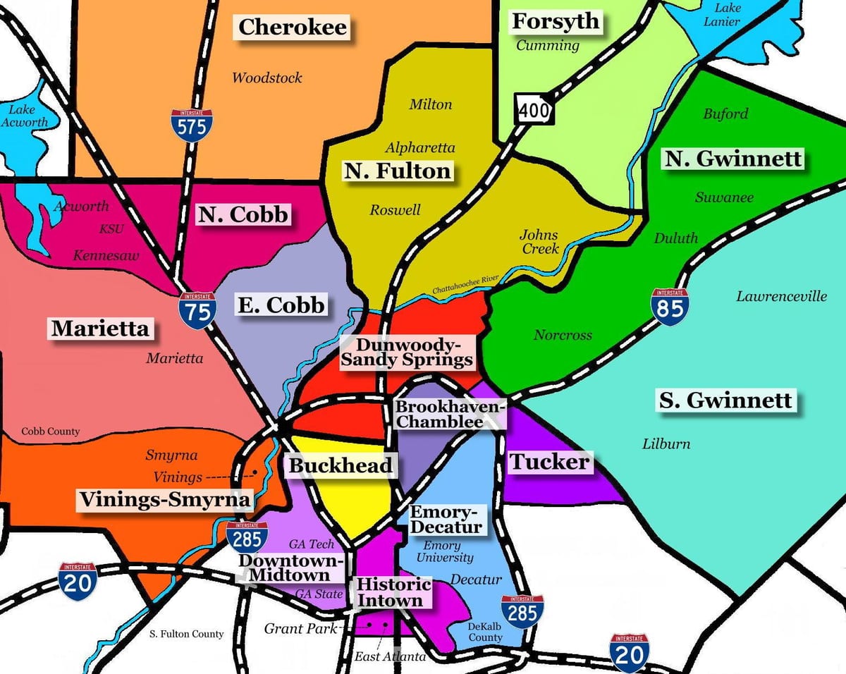 kat jeyografik nan Atlanta tout savann pou bèt yo